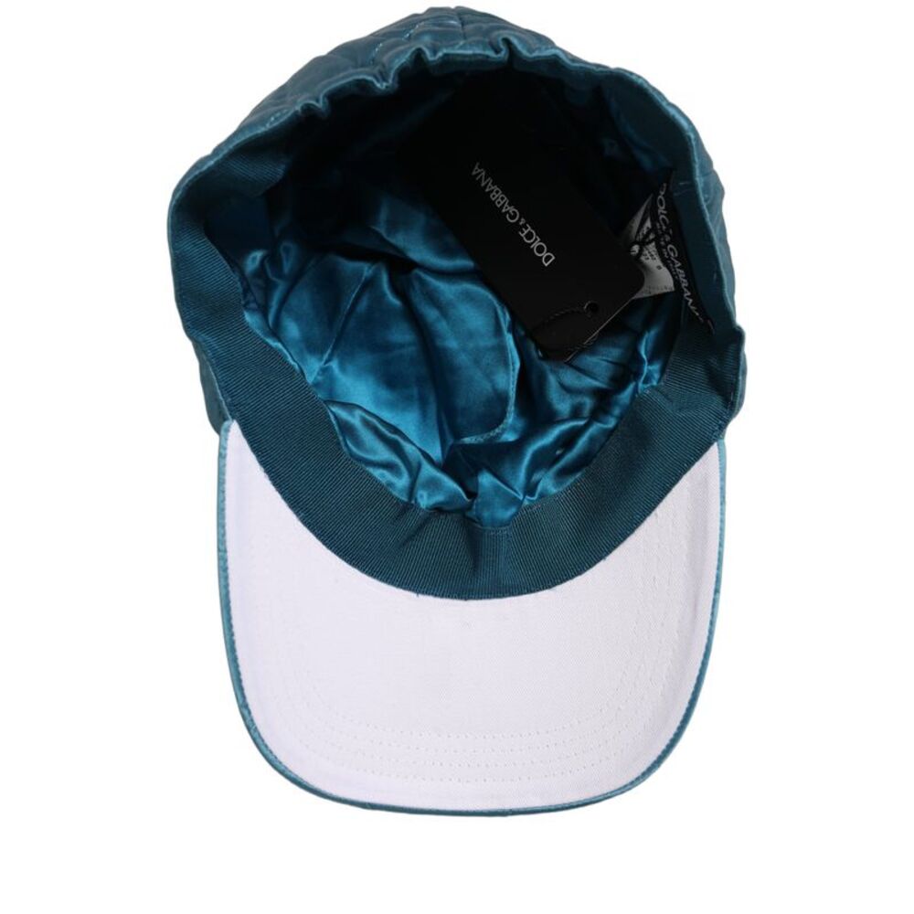 Dolce & Gabbana Men Teal Polyester Quilted Baseball Cap Men's Hat